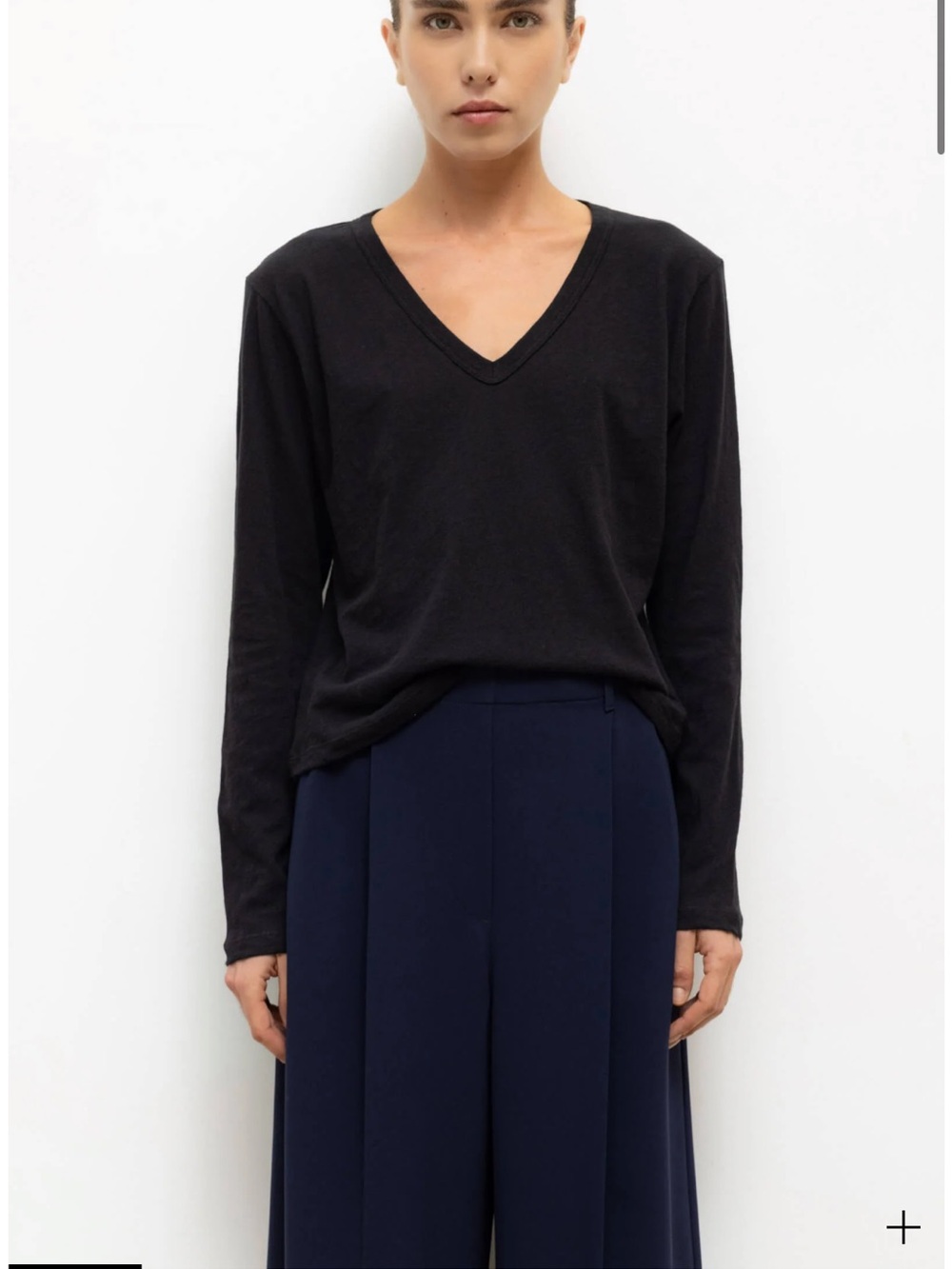 Leset Laura V Neck Long Sleeve black size small